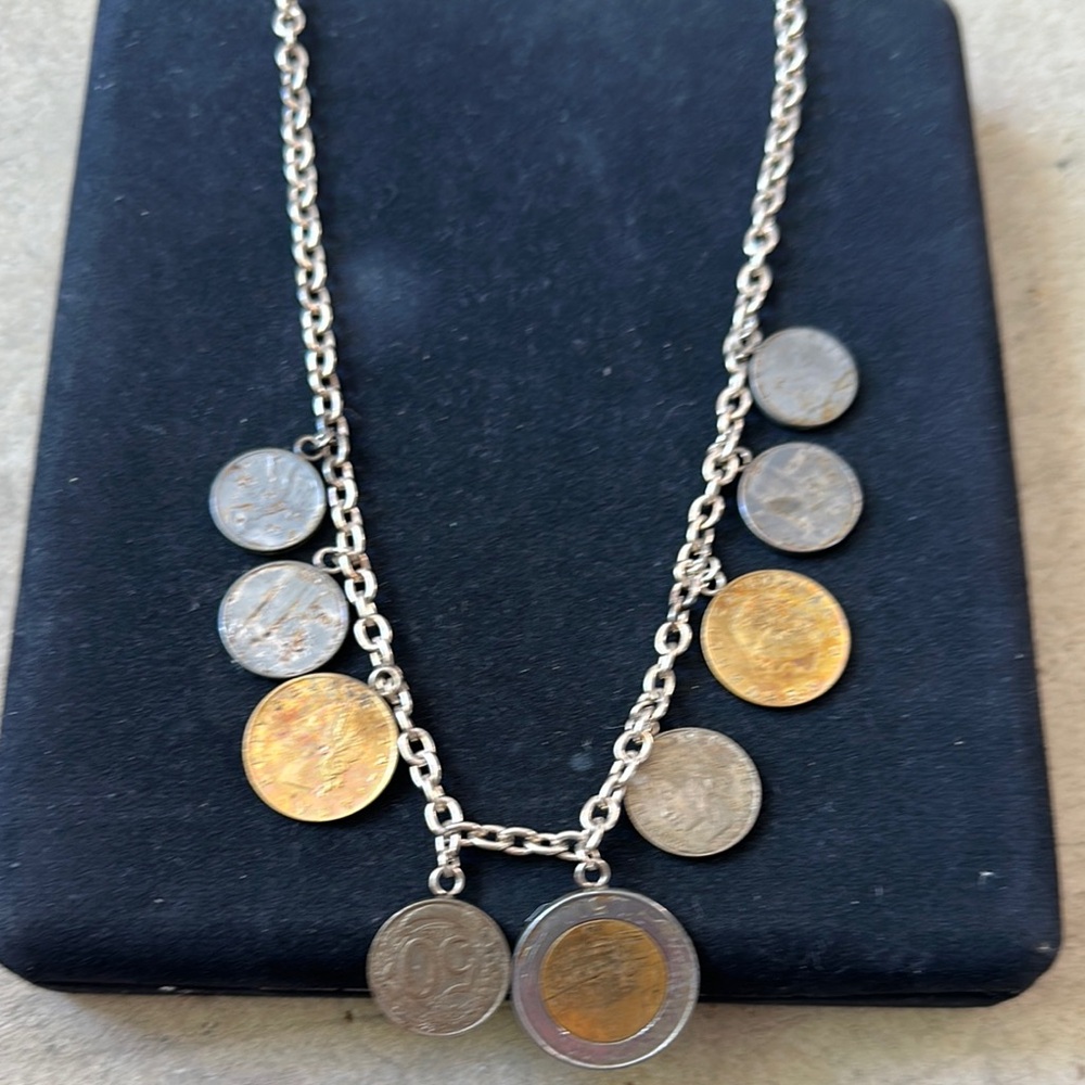 Silver necklace with coins
